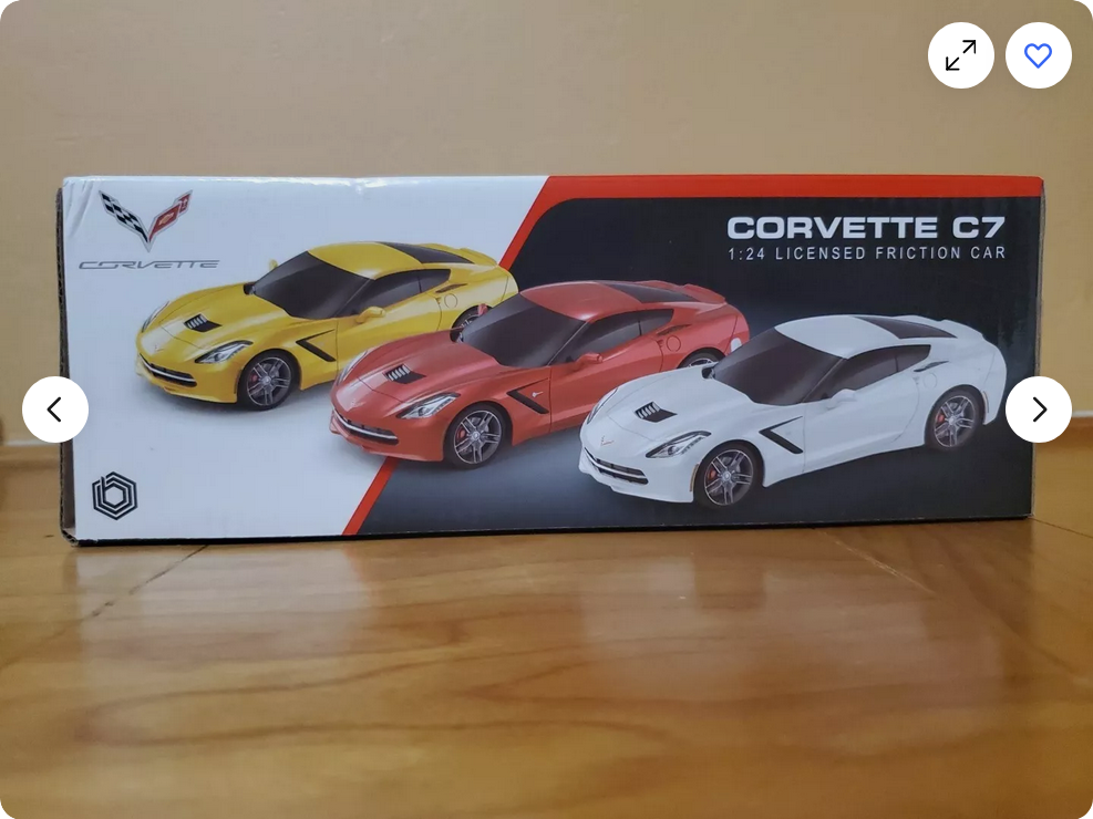 Corvette C7 1/24 Scale  Friction Push  Go Yellow Braha Friction Licensed Toy Car