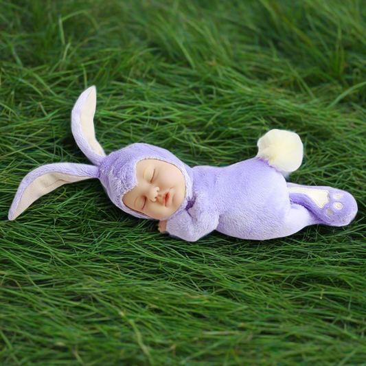 Anne Geddes 9 inch Baby Lilac Bunny Doll - Bean Filled Soft Body Collection