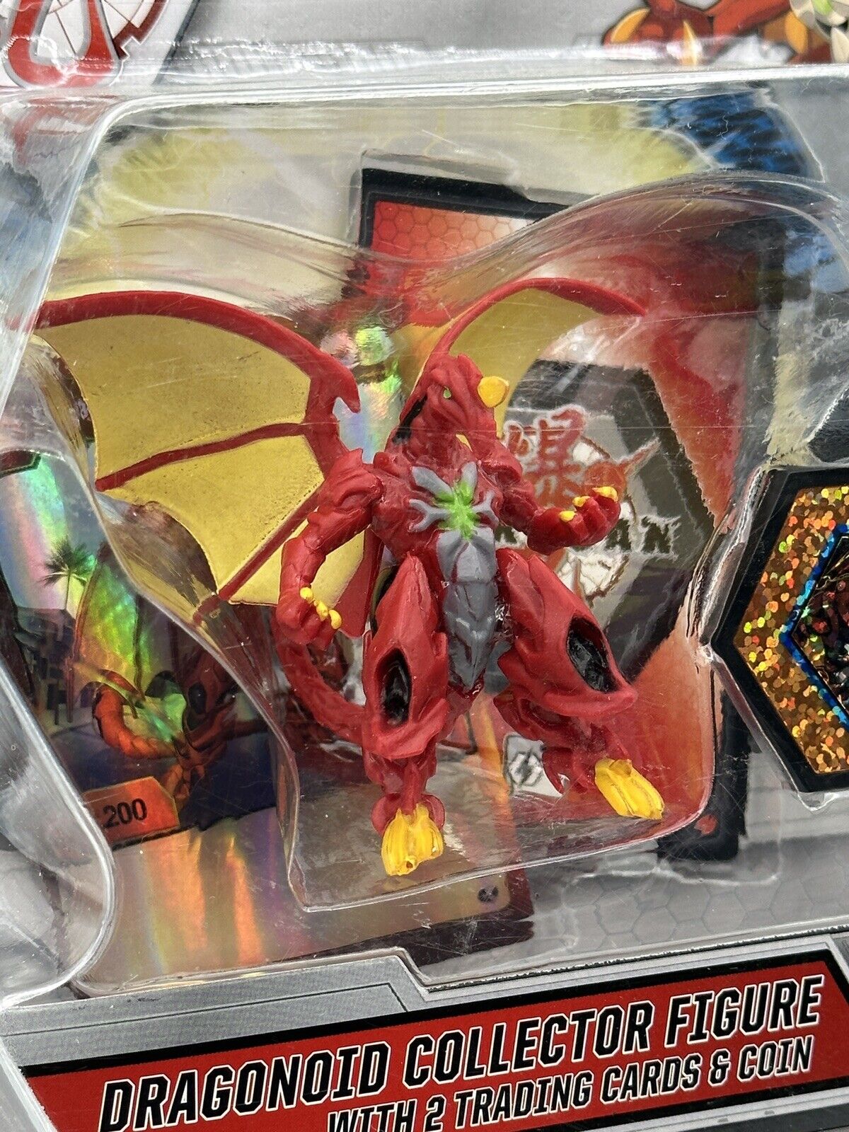 Bakugan Dragonoid (Red) Collector Action Figure With 2 Trading Cards and Coin