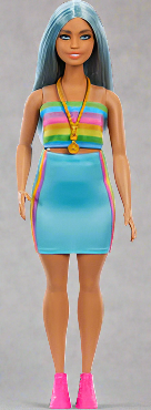 Barbie Fashionista Doll 218 with Blue Hair & Rainbow Top