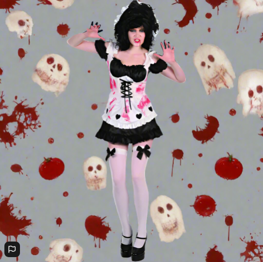 SPOOKTACULAR Bloody Maid Costume Small/Medium Dress And Headband