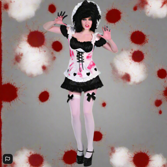 SPOOKTACULAR Bloody Maid Costume Small/Medium Dress And Headband