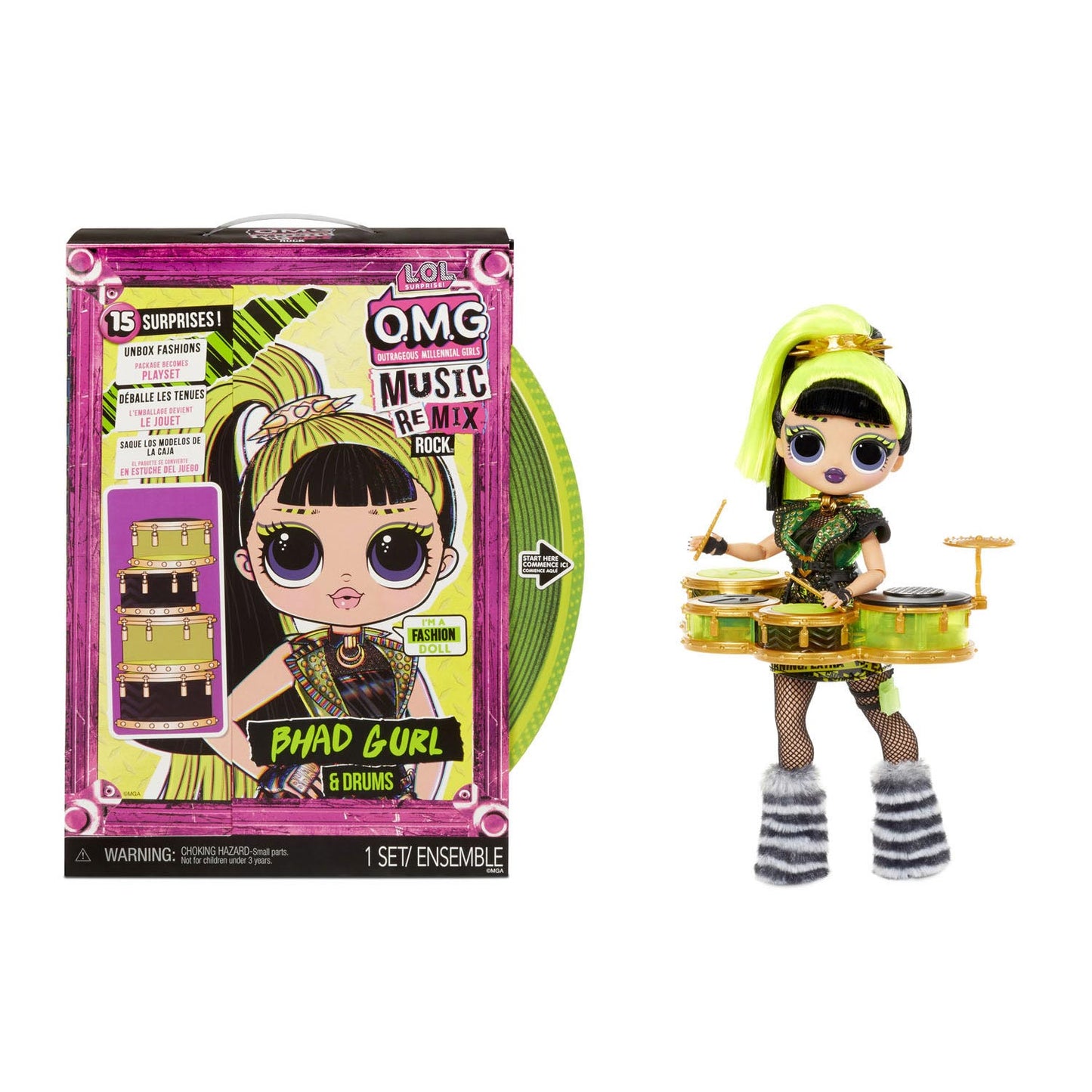 L.O.L Surprise OMG Remix Rock- Bhad Gurl and Drums 24cm Fashion Doll