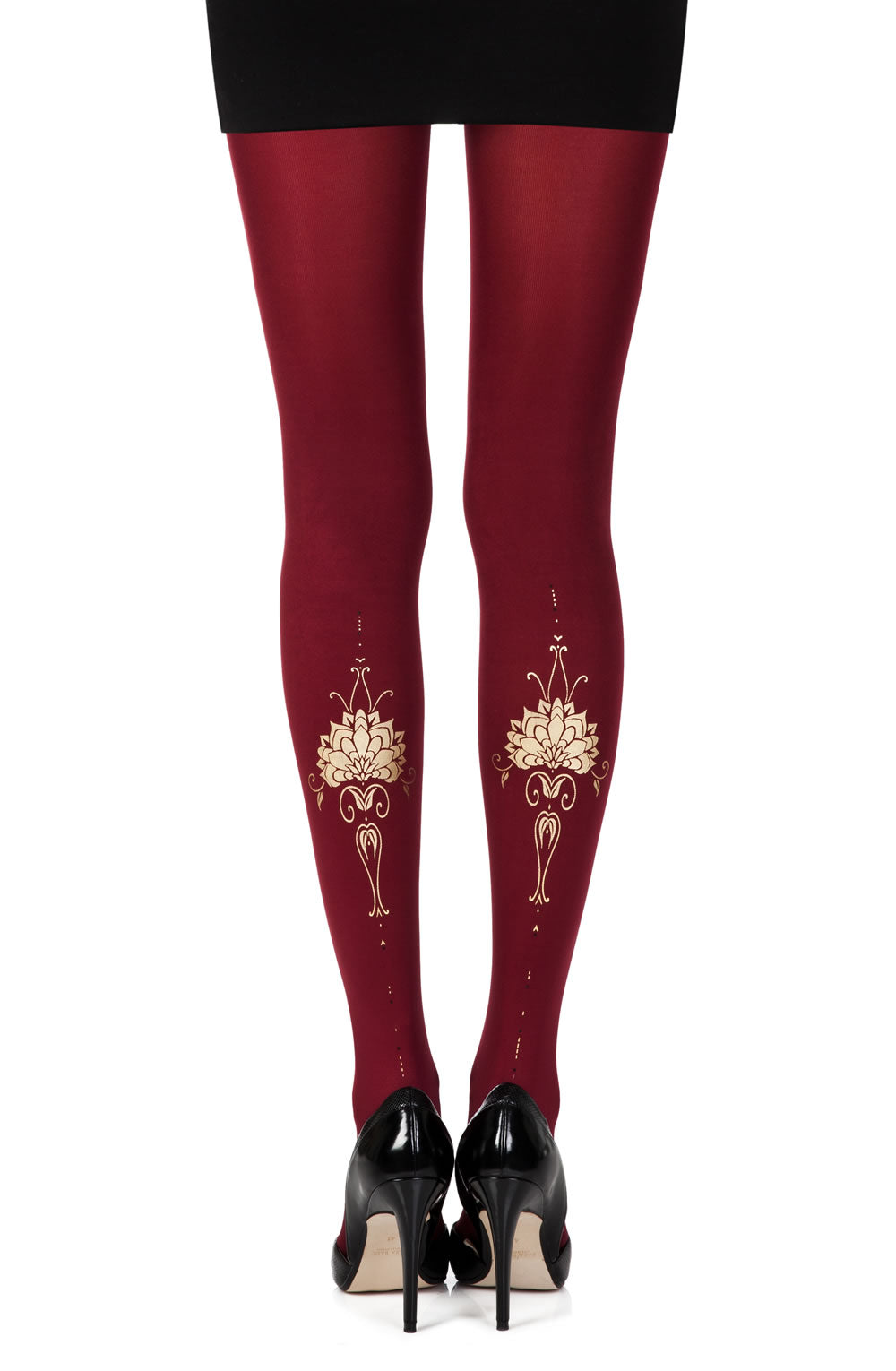 Zohara "Egyptian Goddess" Burgundy Print Tights