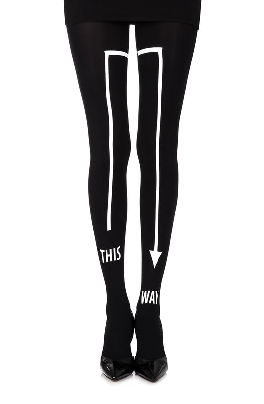 Zohara "This Way" Black Print Tights