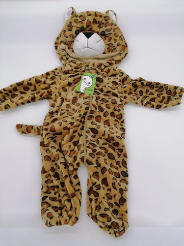 Útulný měkký gepardí kojenecký obleček s kapucí 6 až 12 měsíců