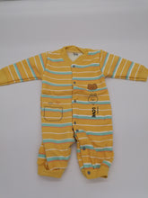 Load image into Gallery viewer, Unisex Rabbit And Bear Romper Suit Yellow Stripes 66/48