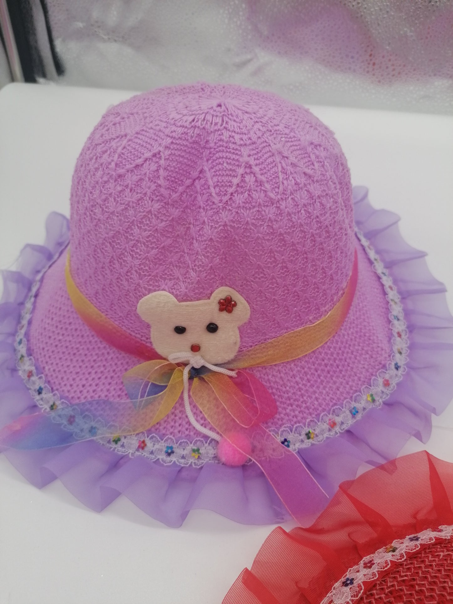 Girls Sun Hats With Animal Motif And Ribbon