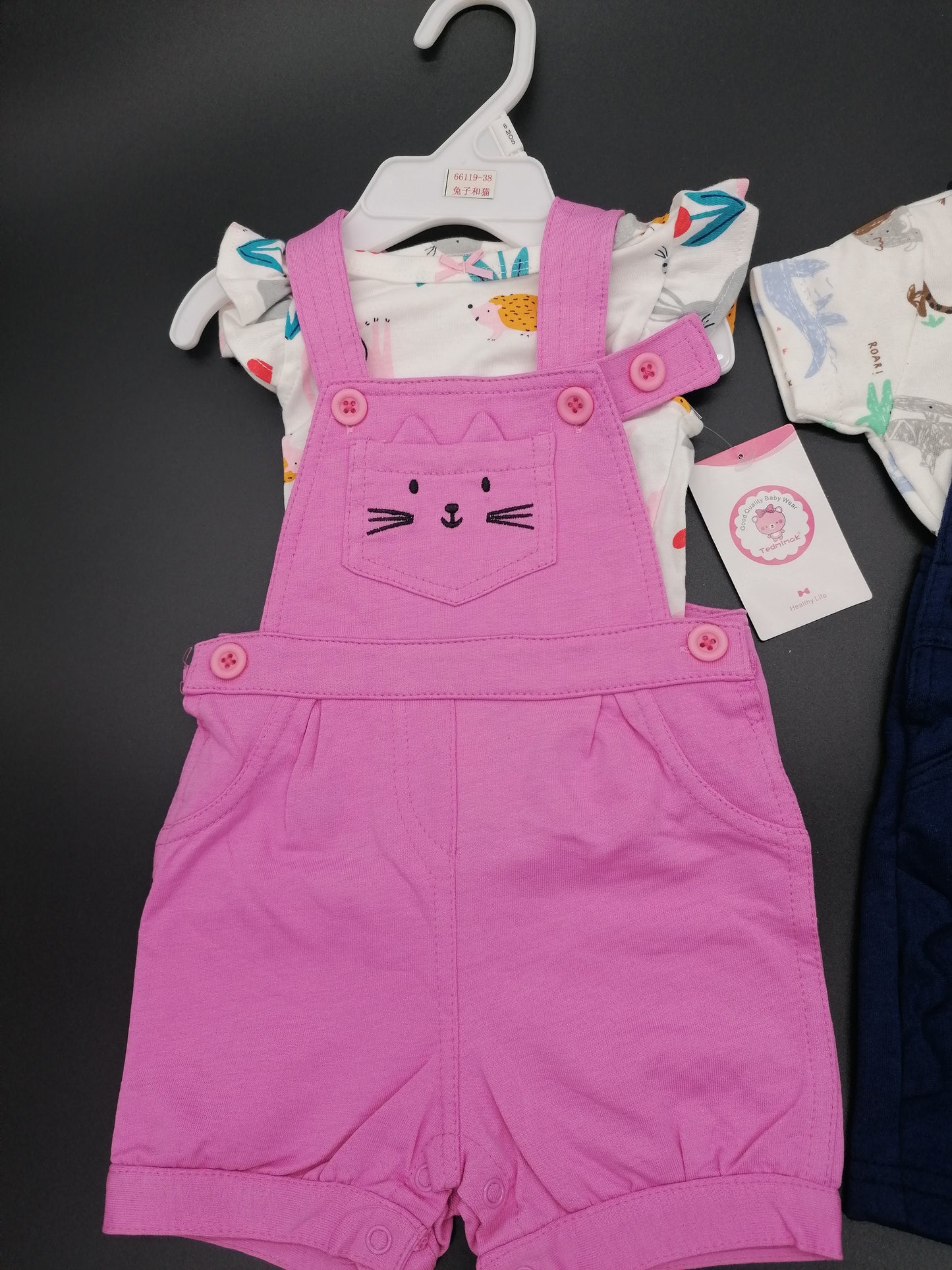 Stylish Baby Tshirt And Dungaree Set Blue Or Pink Sizes 6 Months-2 Years