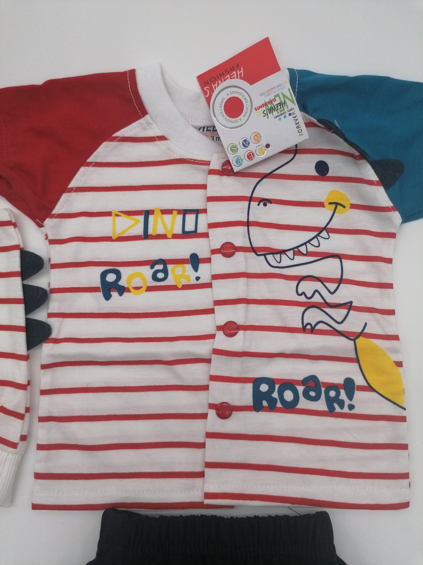 Baby Dino Roar Tshirt And Short Trousers With Hat 0-3 Months