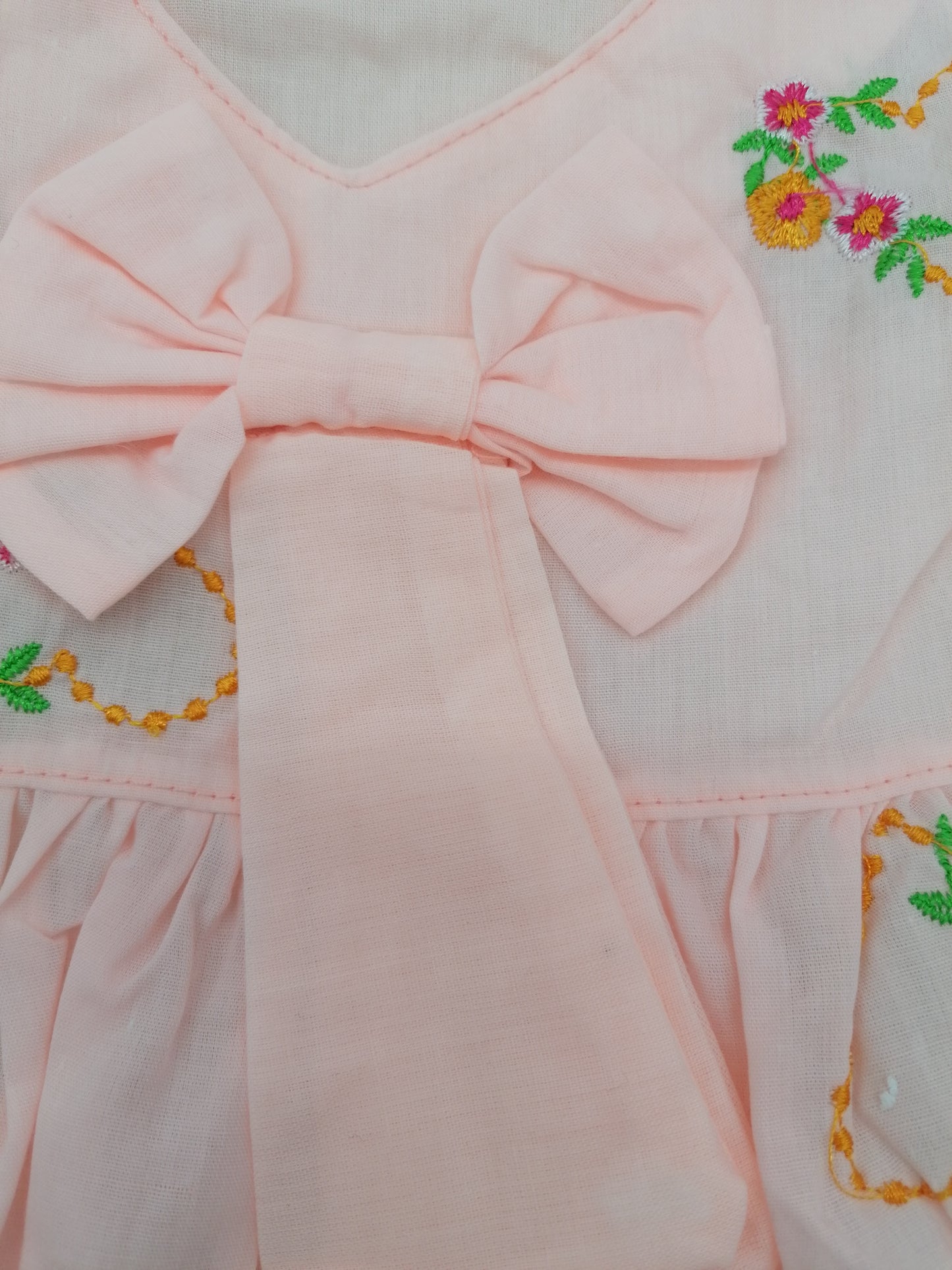 Pretty Baby Girls  Embroidered Cotton Dress With Pants Length 15 Inches(40cm) 2 Colours