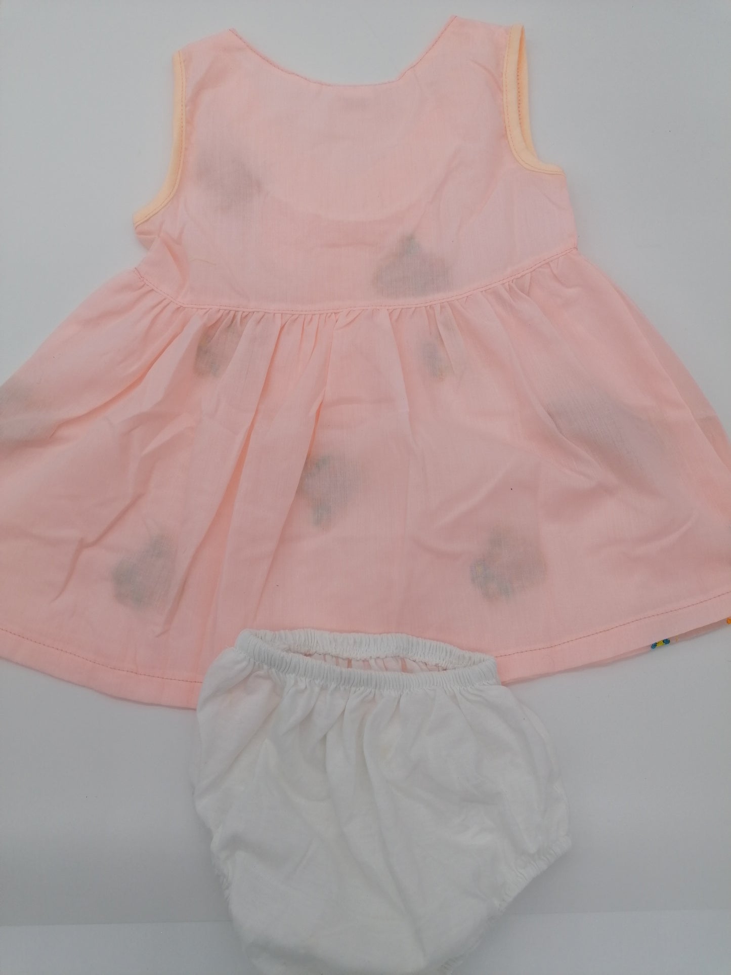 Pretty Baby Girls  Embroidered Cotton Dress With Pants Length 15 Inches(40cm) 2 Colours