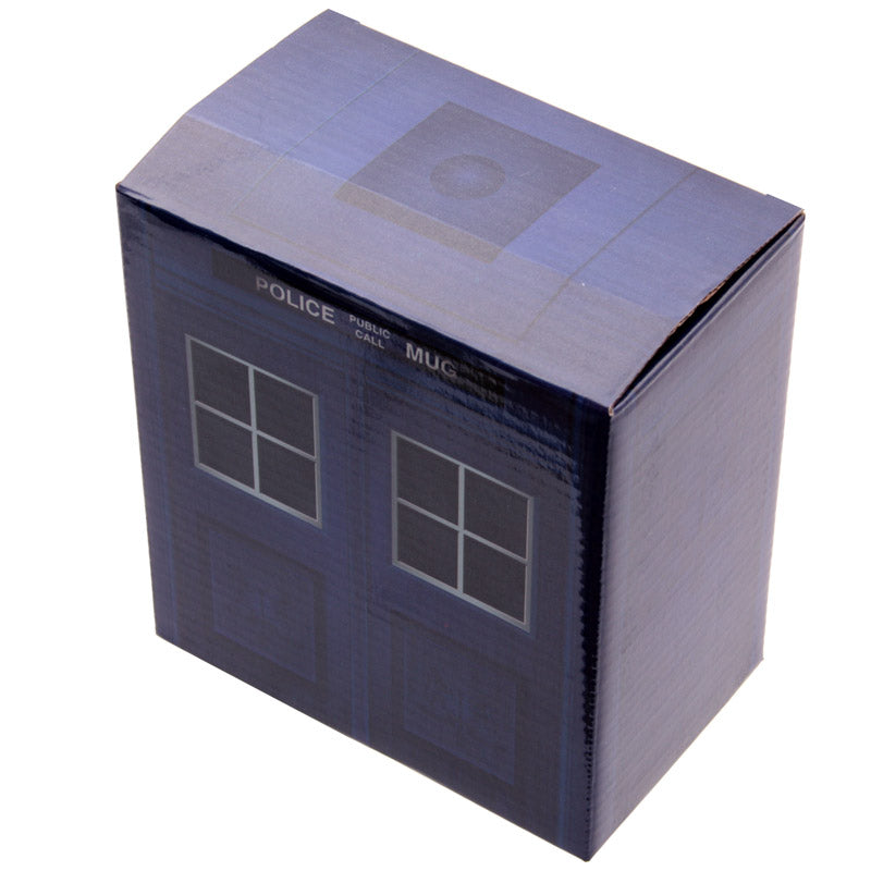 Novelty Ceramic Doctor Who Police Box Square Mug with Lid