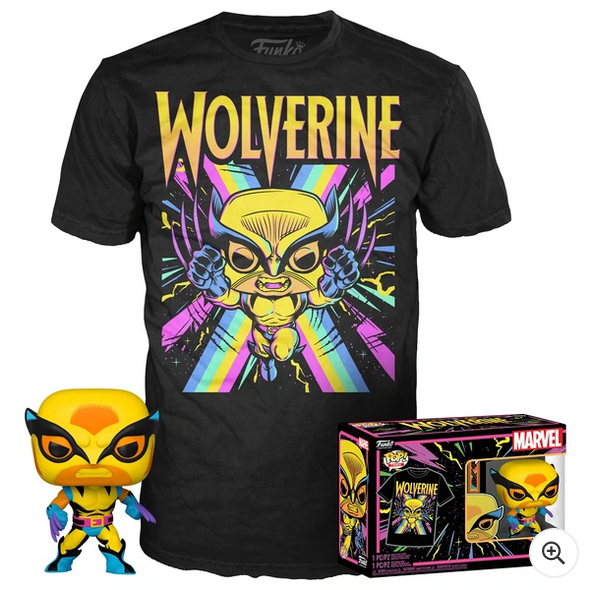 Funko POP! Marvel Trička X-Men – Wolverine (Blacklight) POP (Tee: střední velikost pro dospělé)