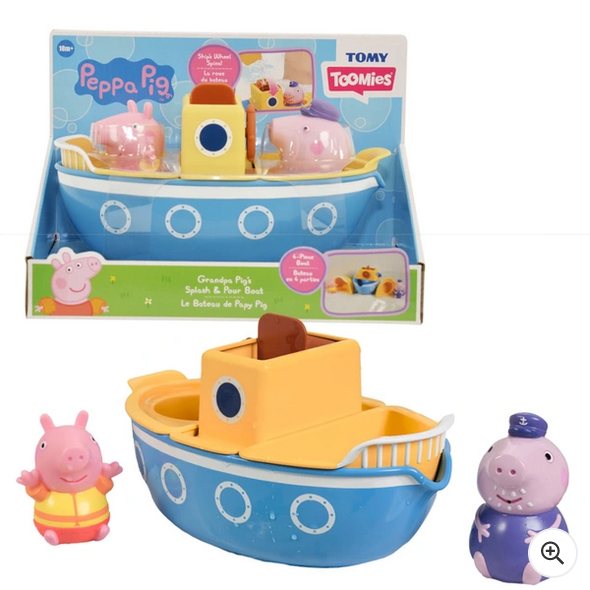 TOMY Toomies Peppa Pig Grandad Pigs Splash & Pour Boat