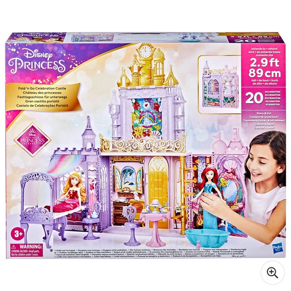 Disney Princess Fold ‘n Go Celebration Castle Playset with 20 Accessories