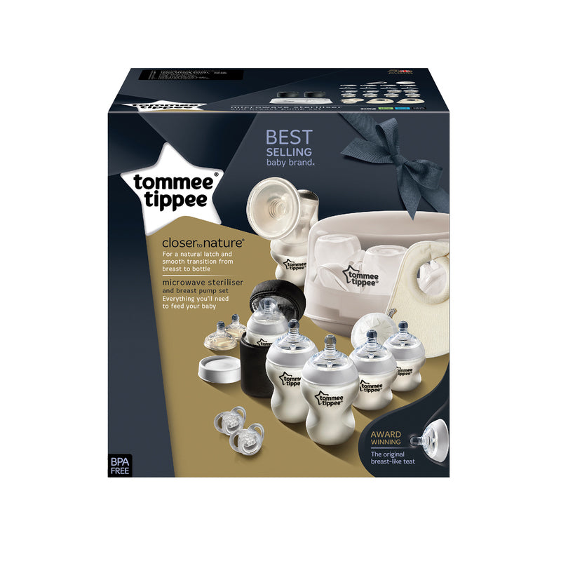 Mikrovlnný sterilizátor a manuální odsávačka mateřského mléka Tommee Tippee Closer to Nature