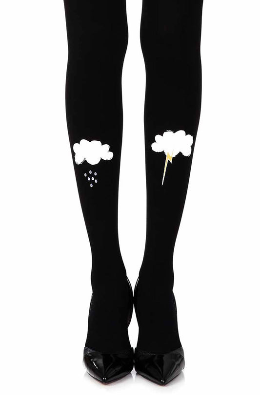 Zohara "The Perfect Storm" Black Print Tights