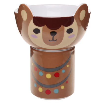 Sada dětských porcelánových hrnků a misky - Roztomilá lama
